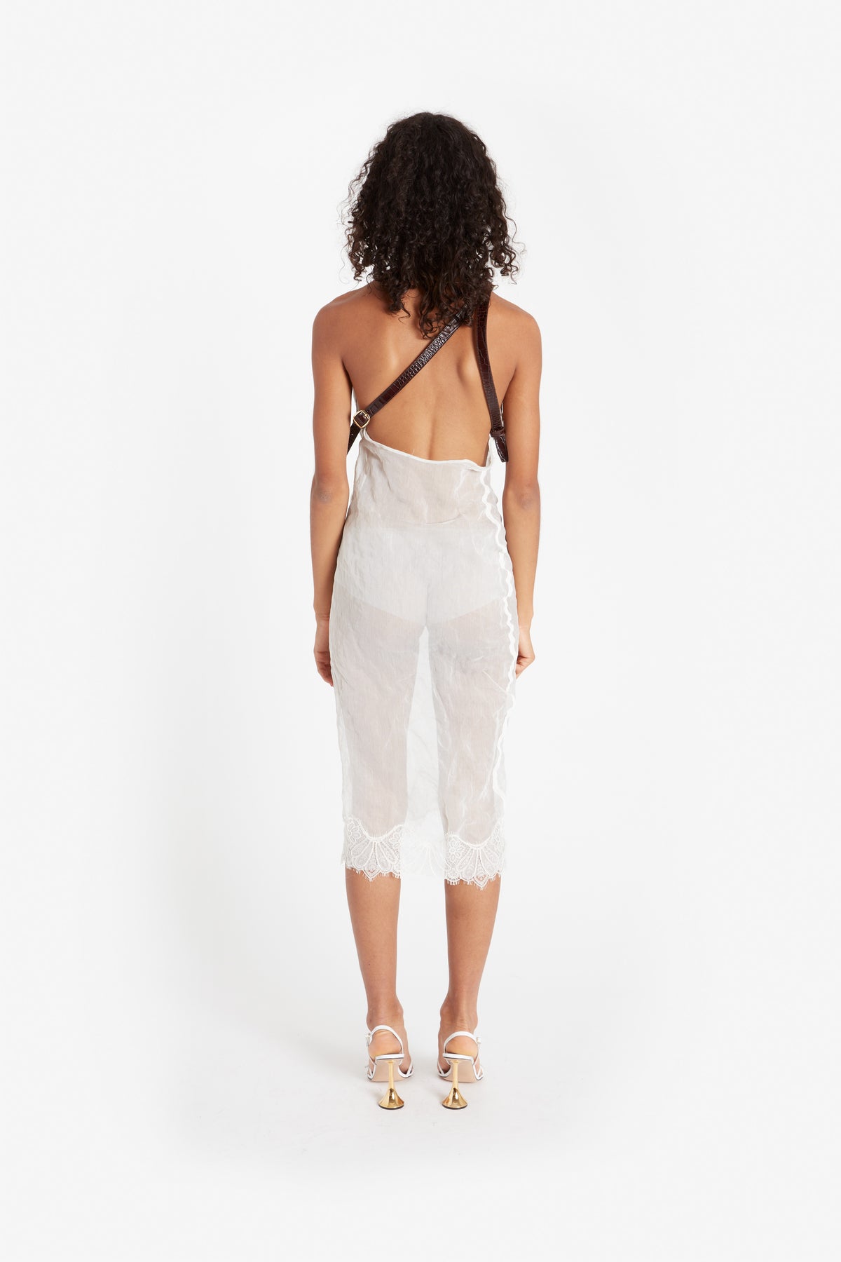 WRINKLED ORGANZA BELT DRESS