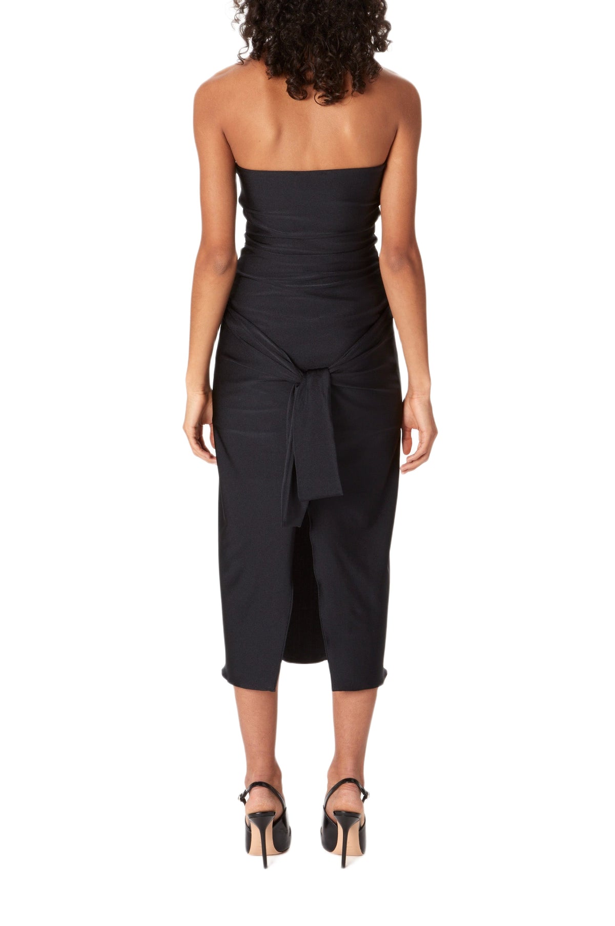 Robe de gala nouée en satin - Black