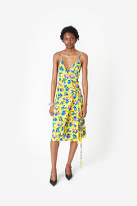 C-LOGO PRINT WRAP SLIP DRESS