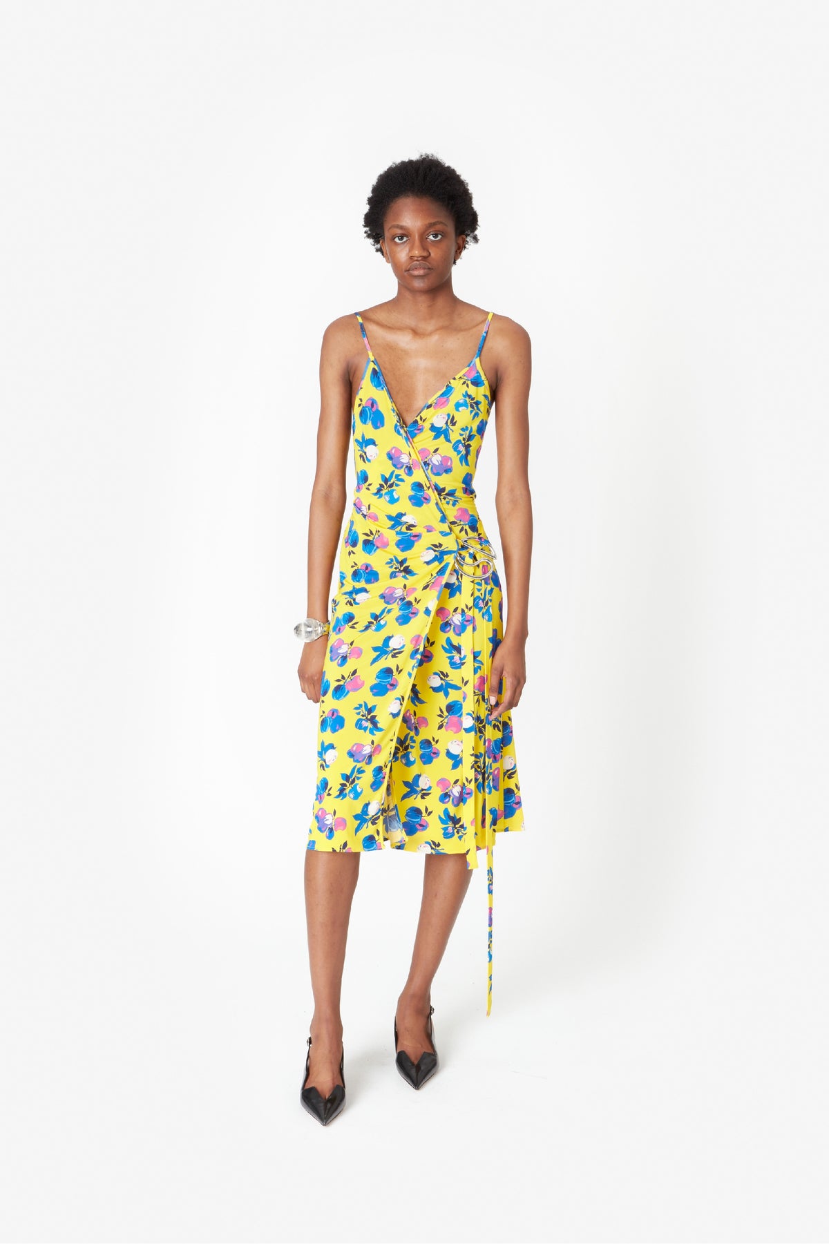 C-LOGO PRINT WRAP SLIP DRESS