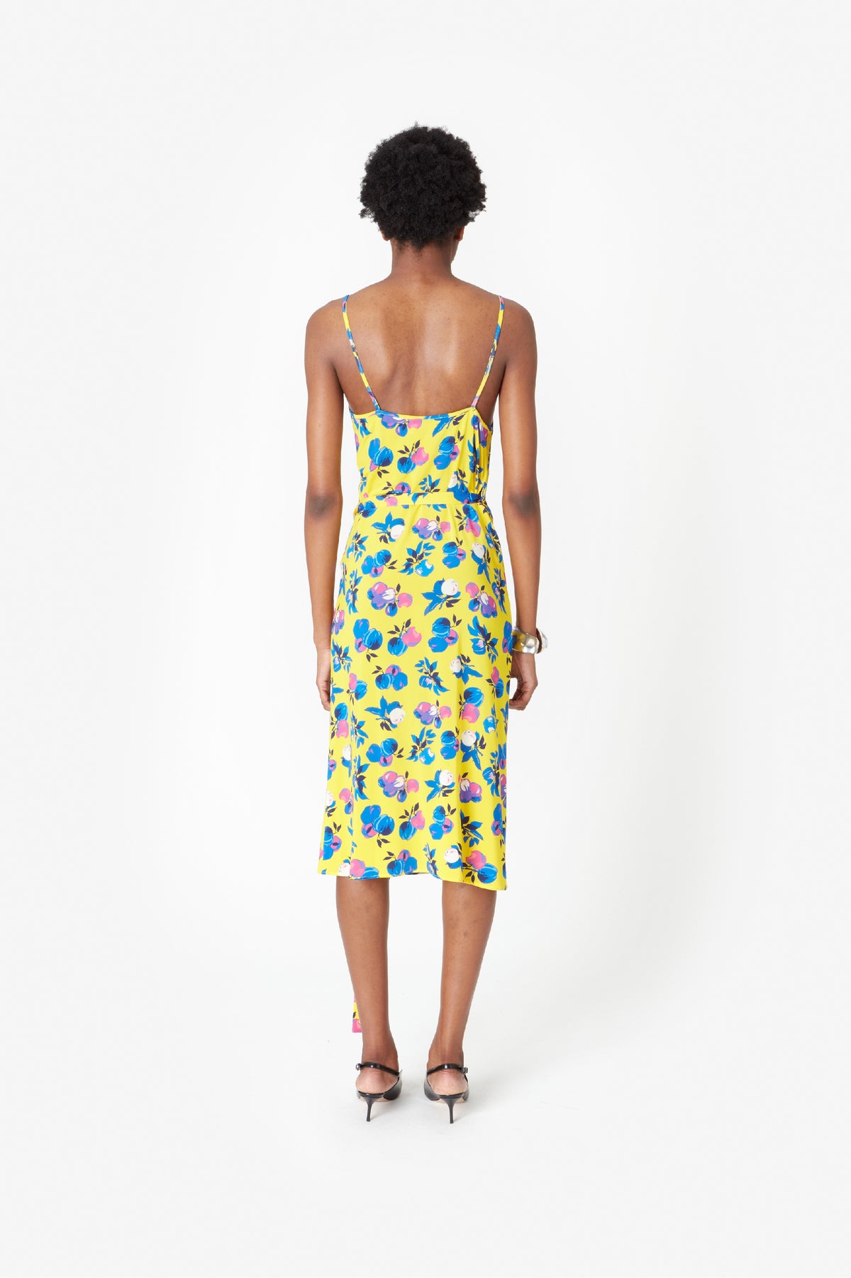 C-LOGO PRINT WRAP SLIP DRESS