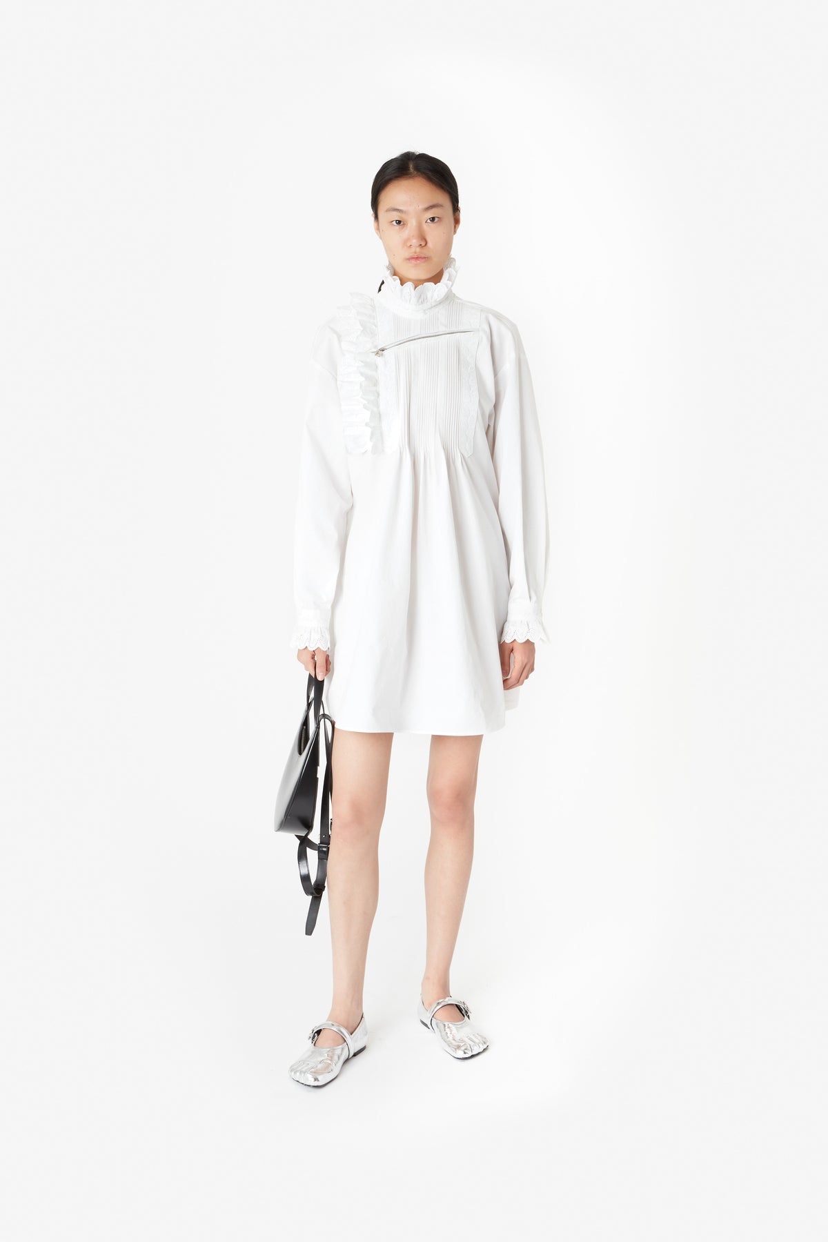 RUFFLED PLEATED DRESS