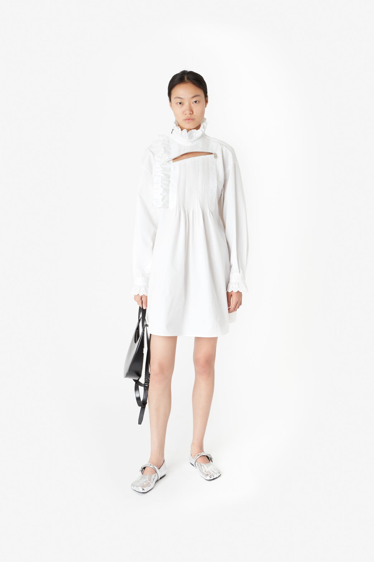 RUFFLED PLEATED DRESS