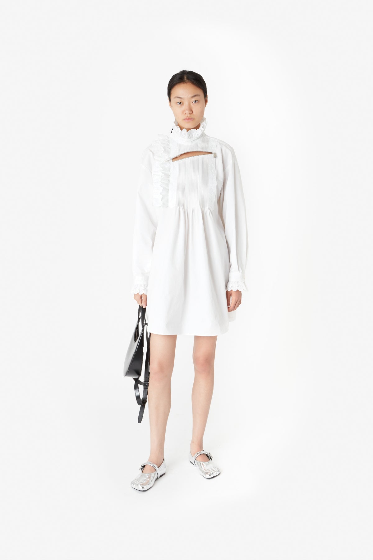 RUFFLED PLEATED DRESS