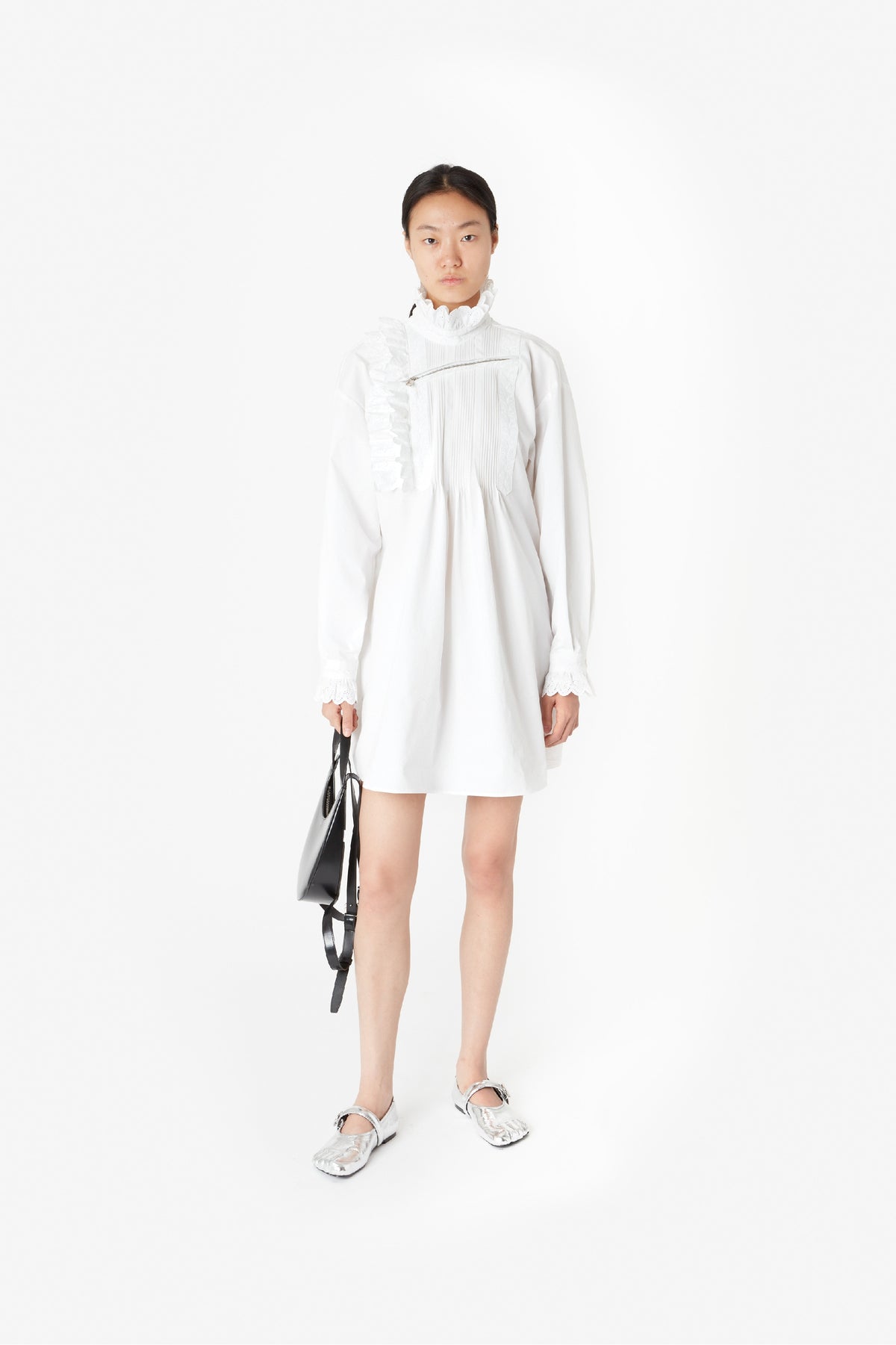 RUFFLED PLEATED DRESS