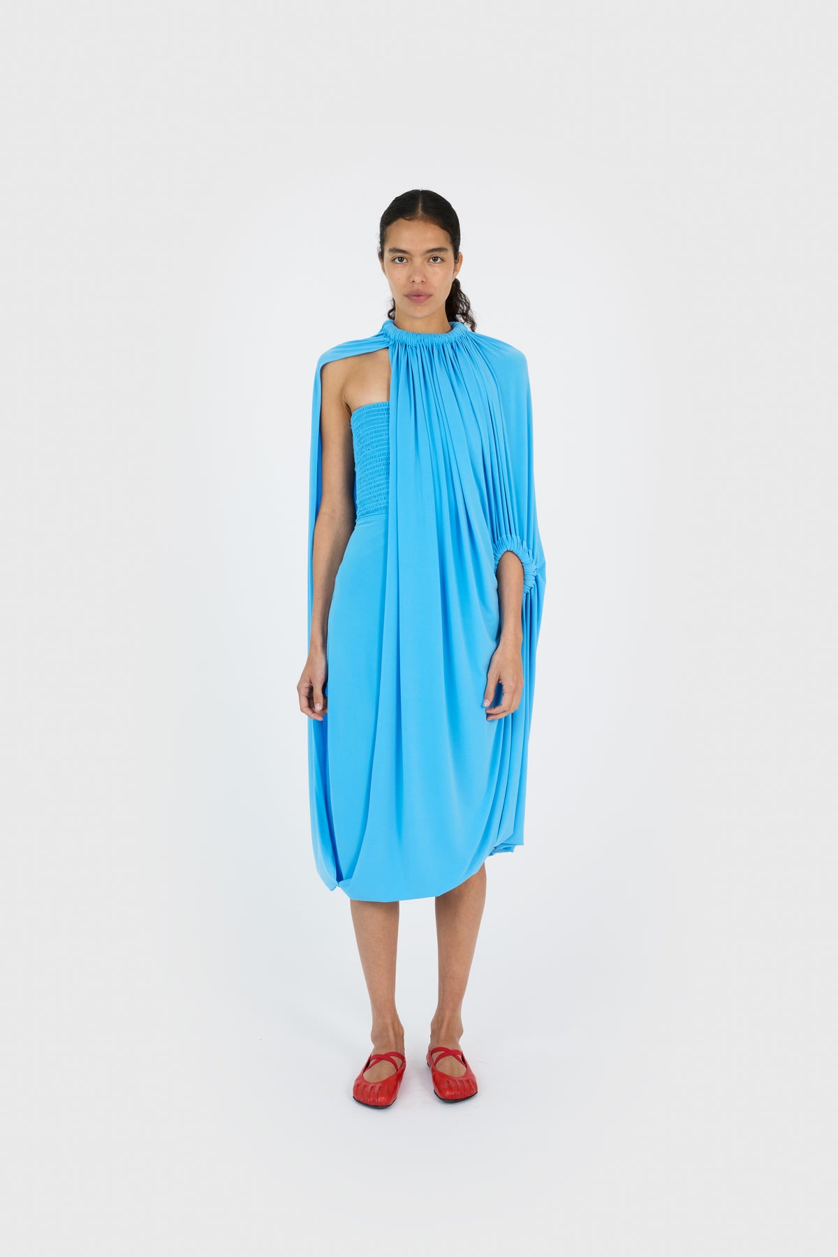 DRAPED SMOCK DRESS