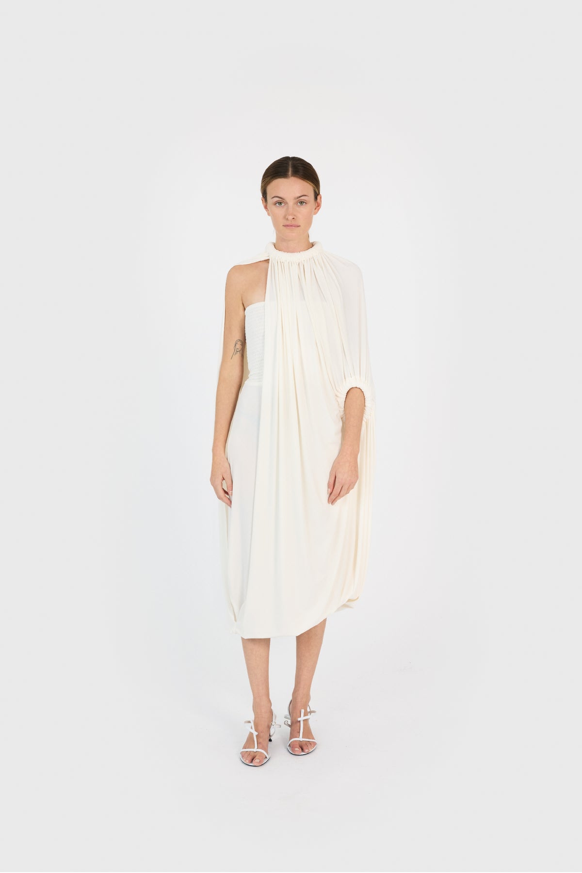 DRAPED SMOCK DRESS