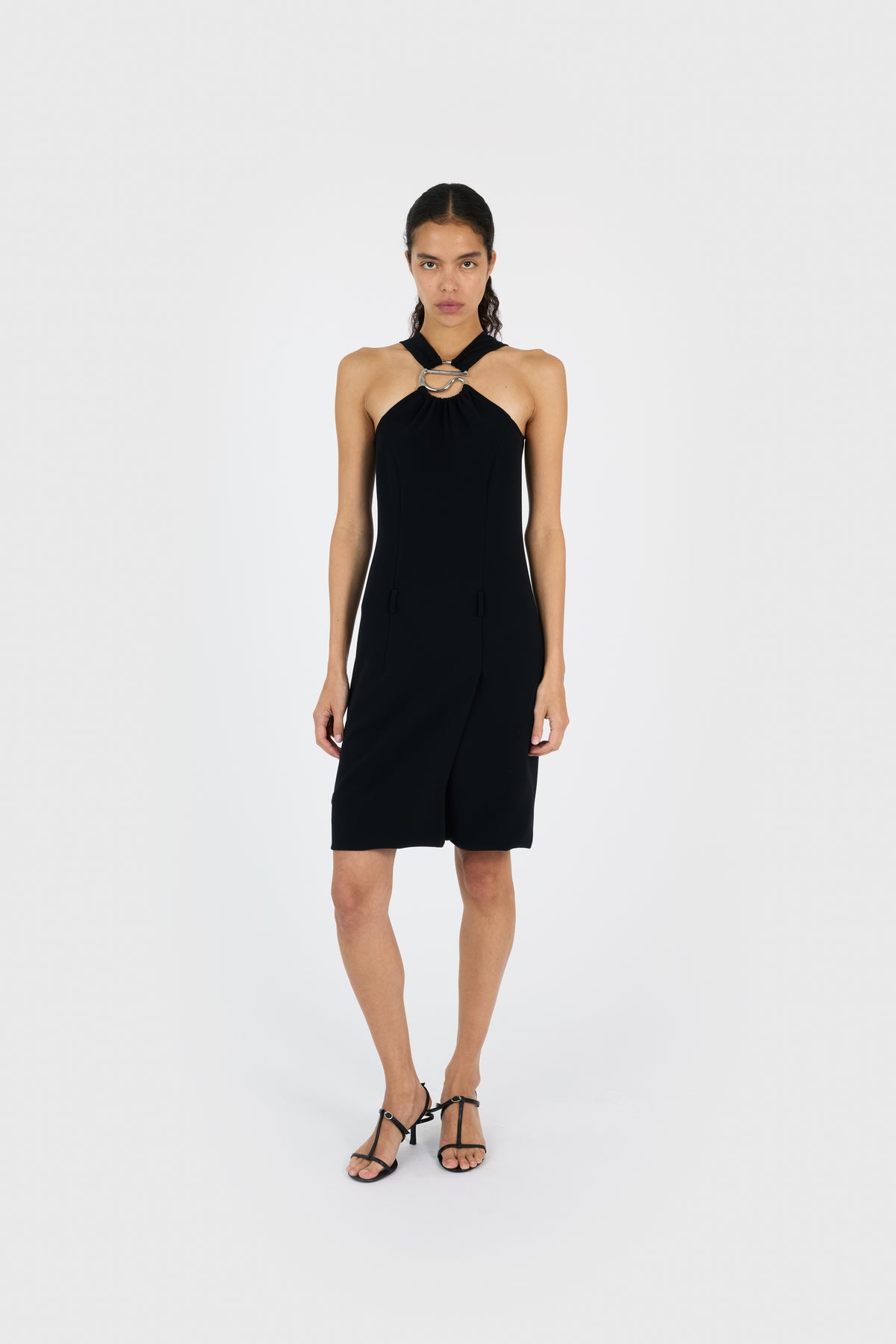 C LOGO CROSSED MIDI DRESS