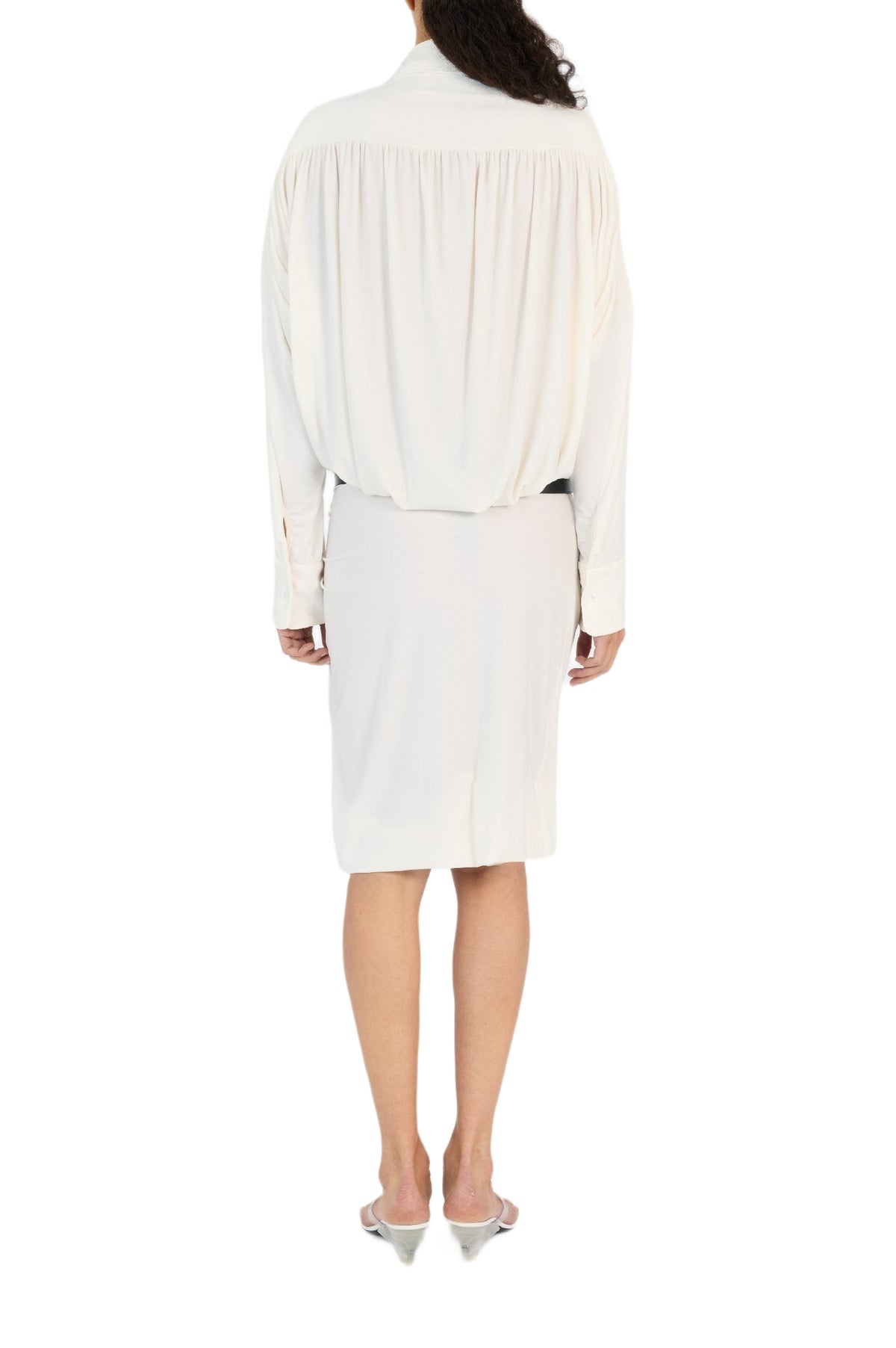 Robe suspendue drapée coupe boxy - White