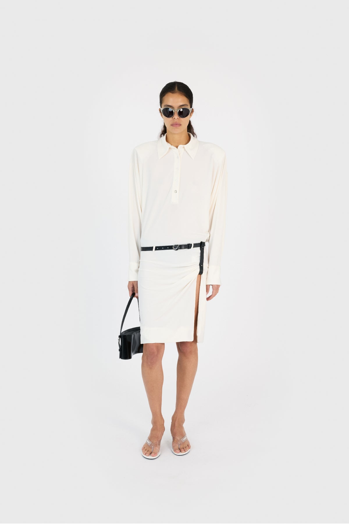 DRAPED BOXY SUSPENDED DRESS
