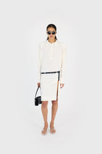 DRAPED BOXY SUSPENDED DRESS