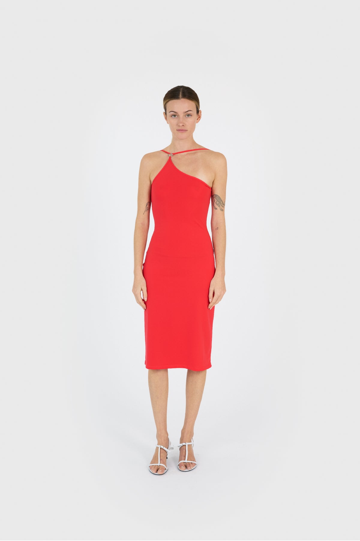 C-LOGO ONE SHOULDER DRESS