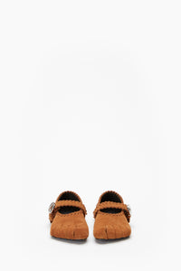 SUEDE FRINGED FIVE-TOE BALLERINA BELT FLAT