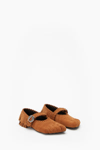 SUEDE FRINGED FIVE-TOE BALLERINA BELT FLAT