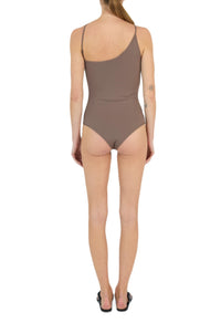 Maillot de bain une pièce asymétrique une épaule - Brown