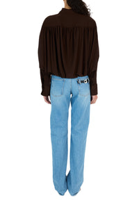Boxy-cut draped bodysuit - Brown