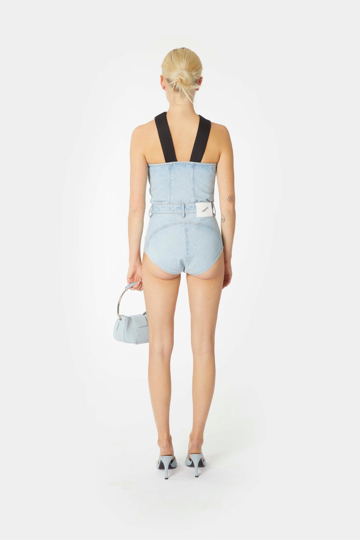 Body à fleur en denim - Ice Blue