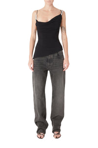 Gala Washing Clip Draped Top - Black