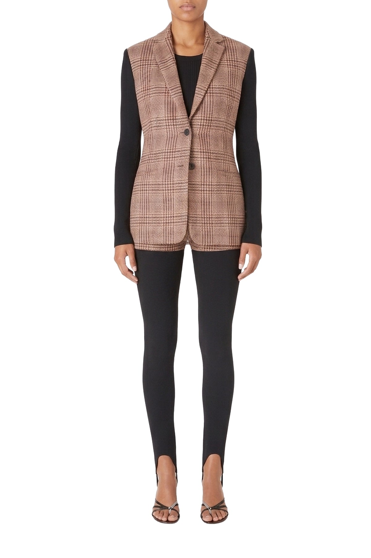 Ribbed wool hybrid jacket - Black & Brown