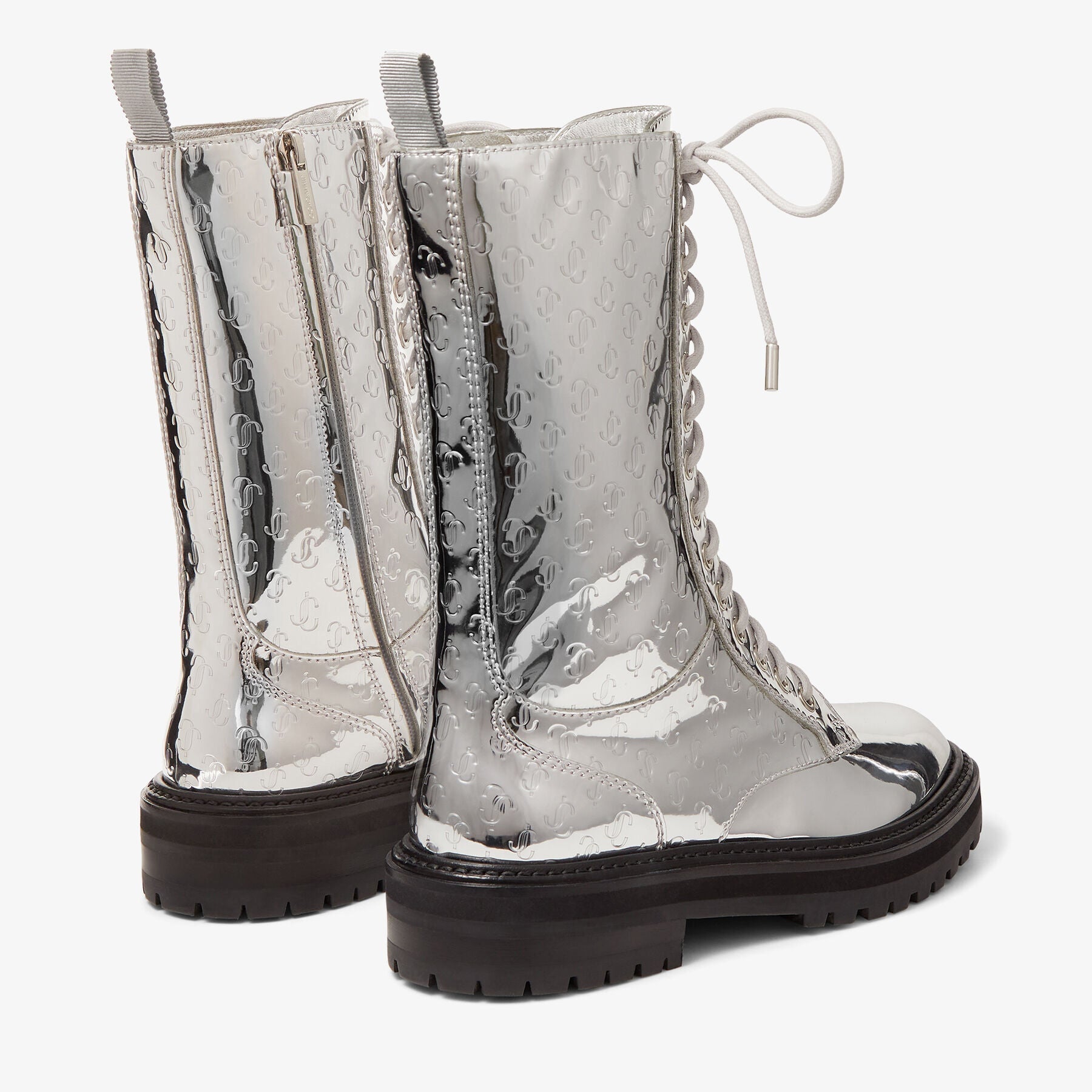 Bottines Cora rangers en tissu miroir - Silver