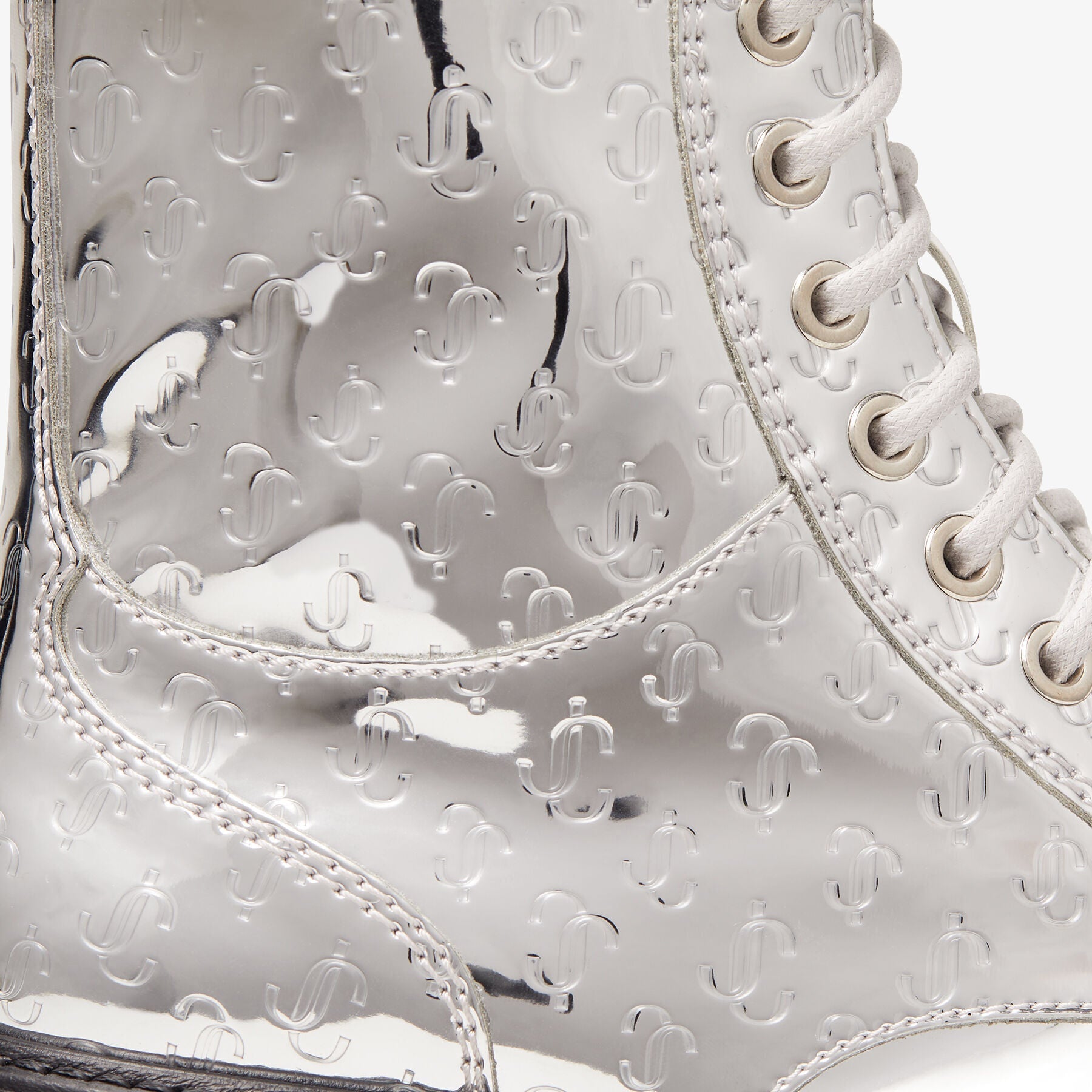 Bottines Cora rangers en tissu miroir - Silver