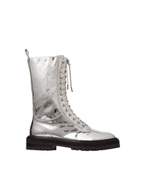 Bottines Cora rangers en tissu miroir - Silver