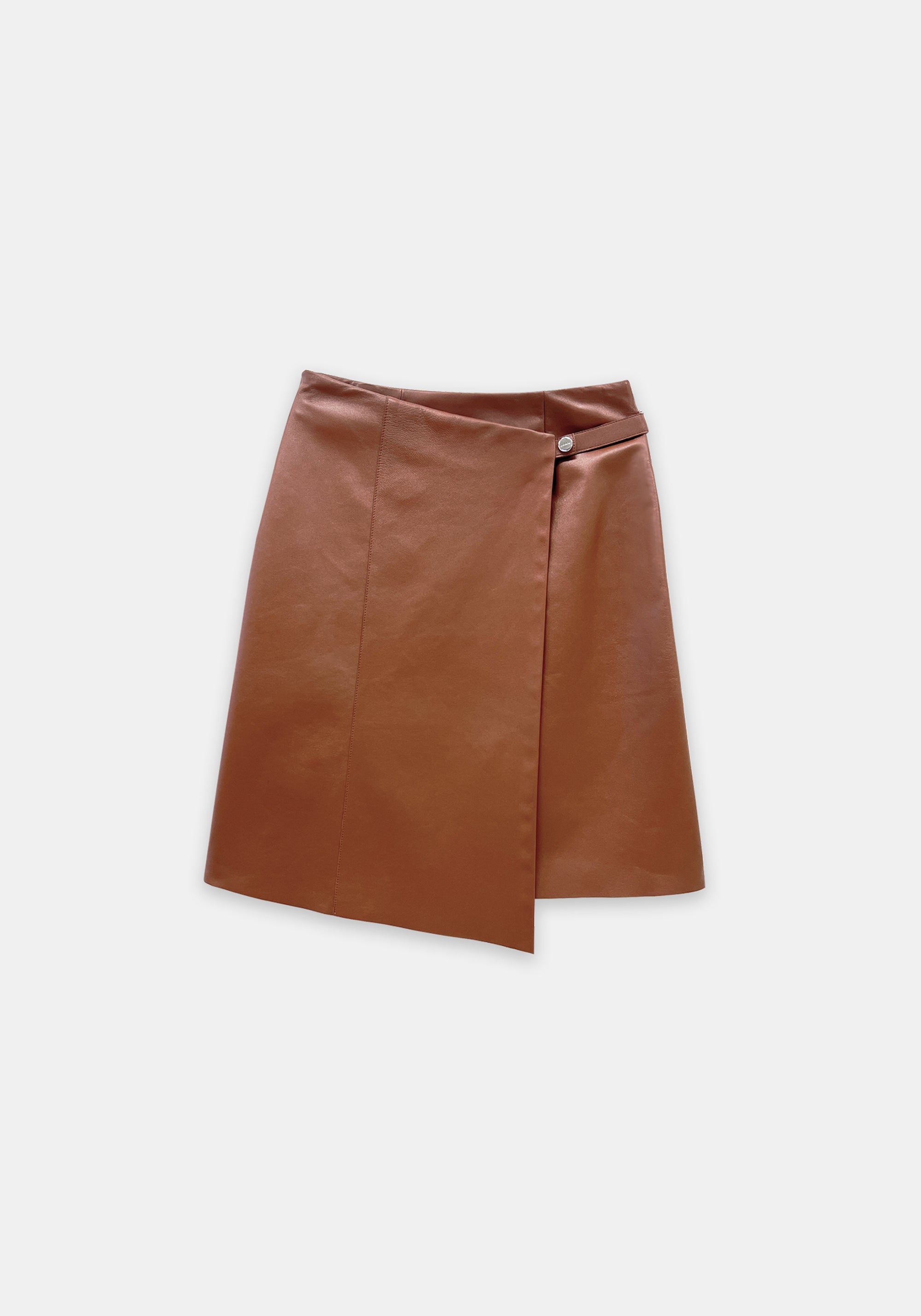 Jupe courte Cora portefeuille en cuir - Rust