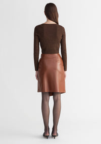 Jupe courte Cora portefeuille en cuir - Rust