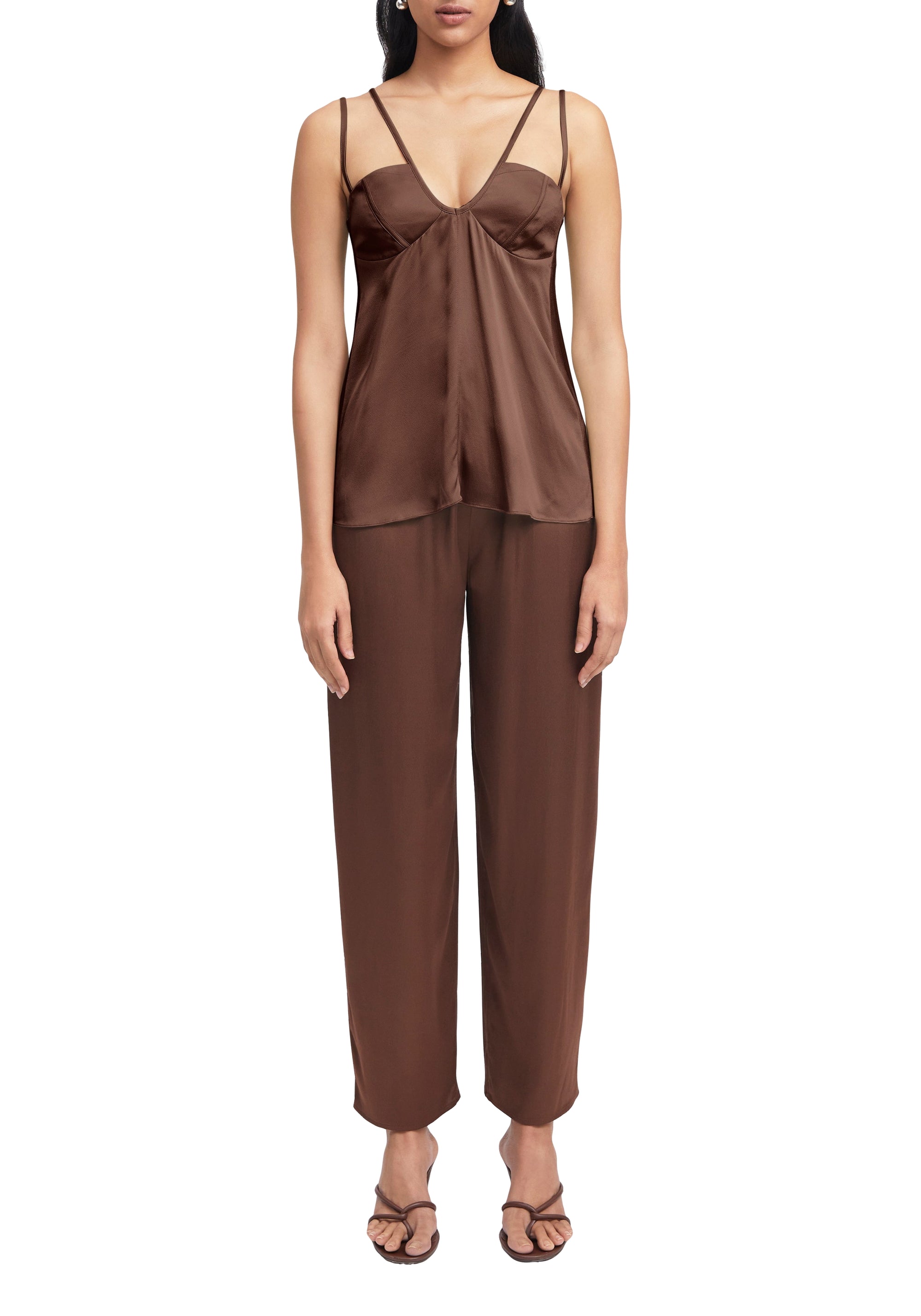 Caraco Cornell en satin - Chocolate
