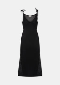 Robe longue Count à bretelles nouées en lin - Black