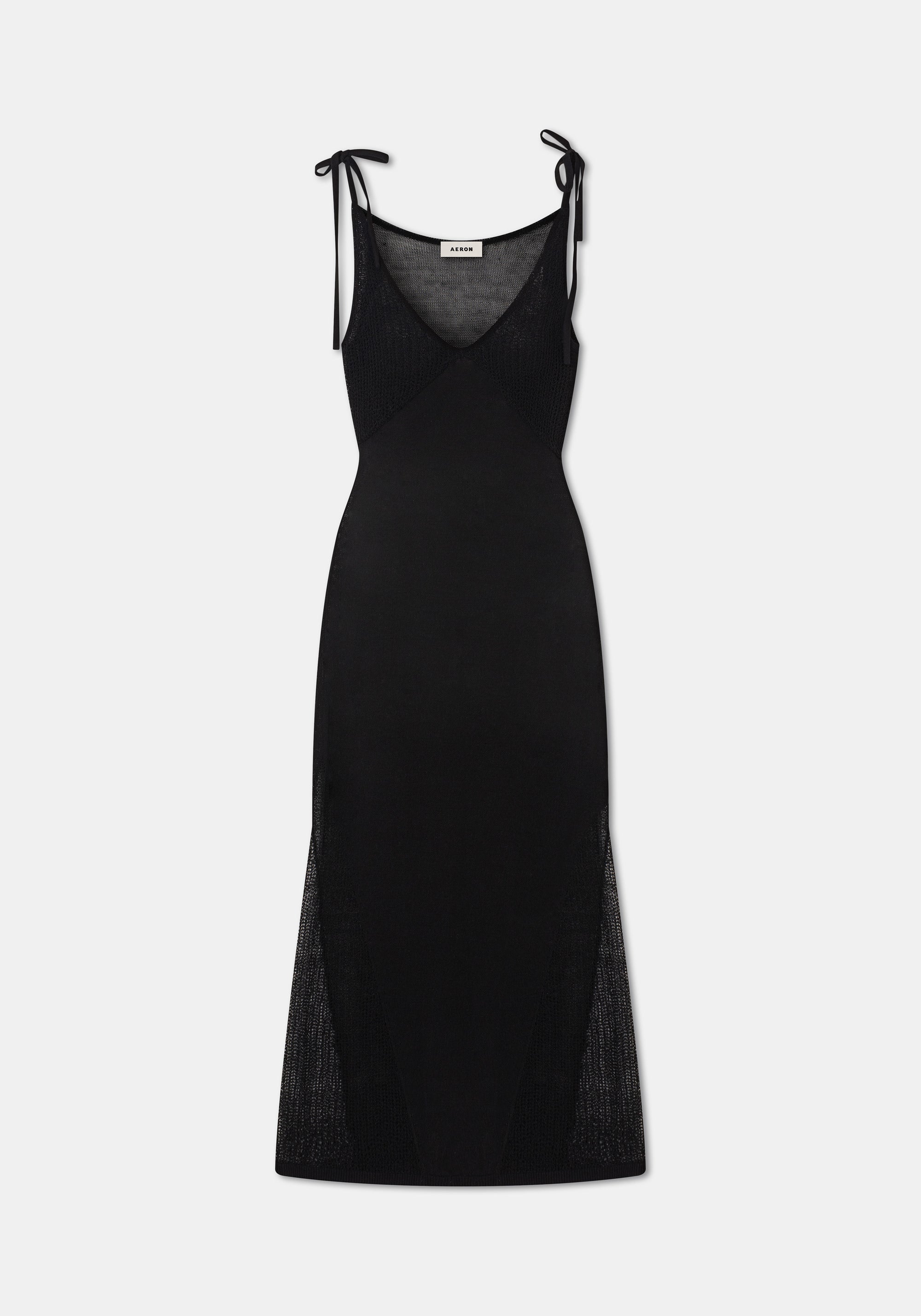 Robe longue Count à bretelles nouées en lin - Black