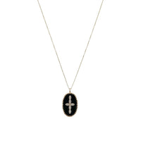 Yellow gold necklace set with diamonds - Diamond