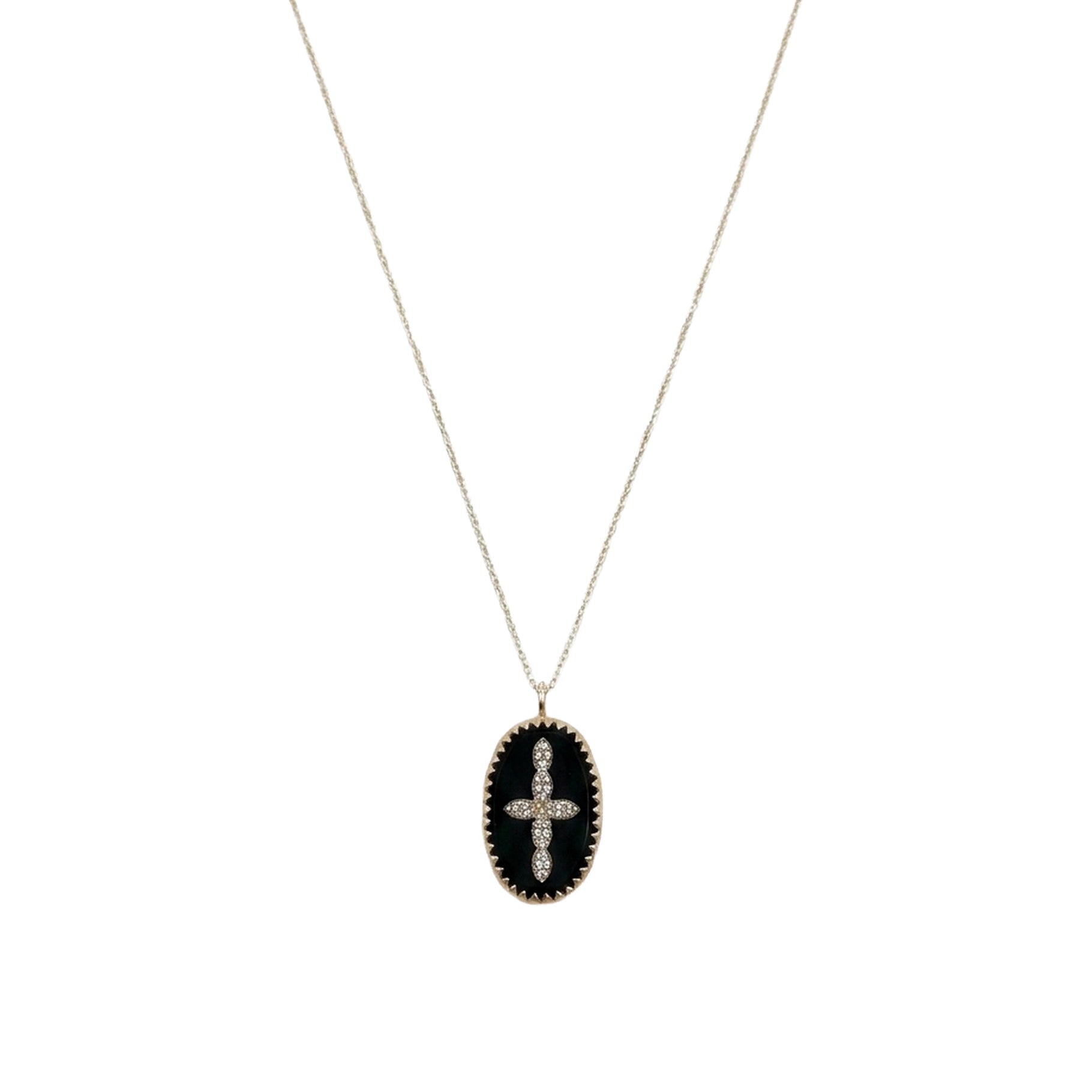Yellow gold necklace set with diamonds - Diamond