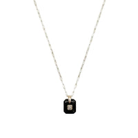 Yellow gold necklace - Black Onyx