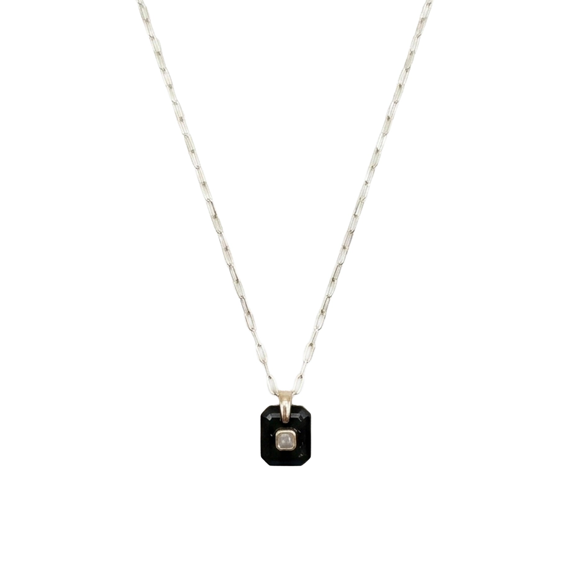 Yellow gold necklace - Black Onyx