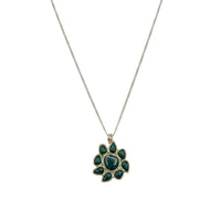 Yellow gold and silver necklace - Malachite