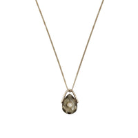Yellow gold necklace set with diamonds - Labradorite & Diamond