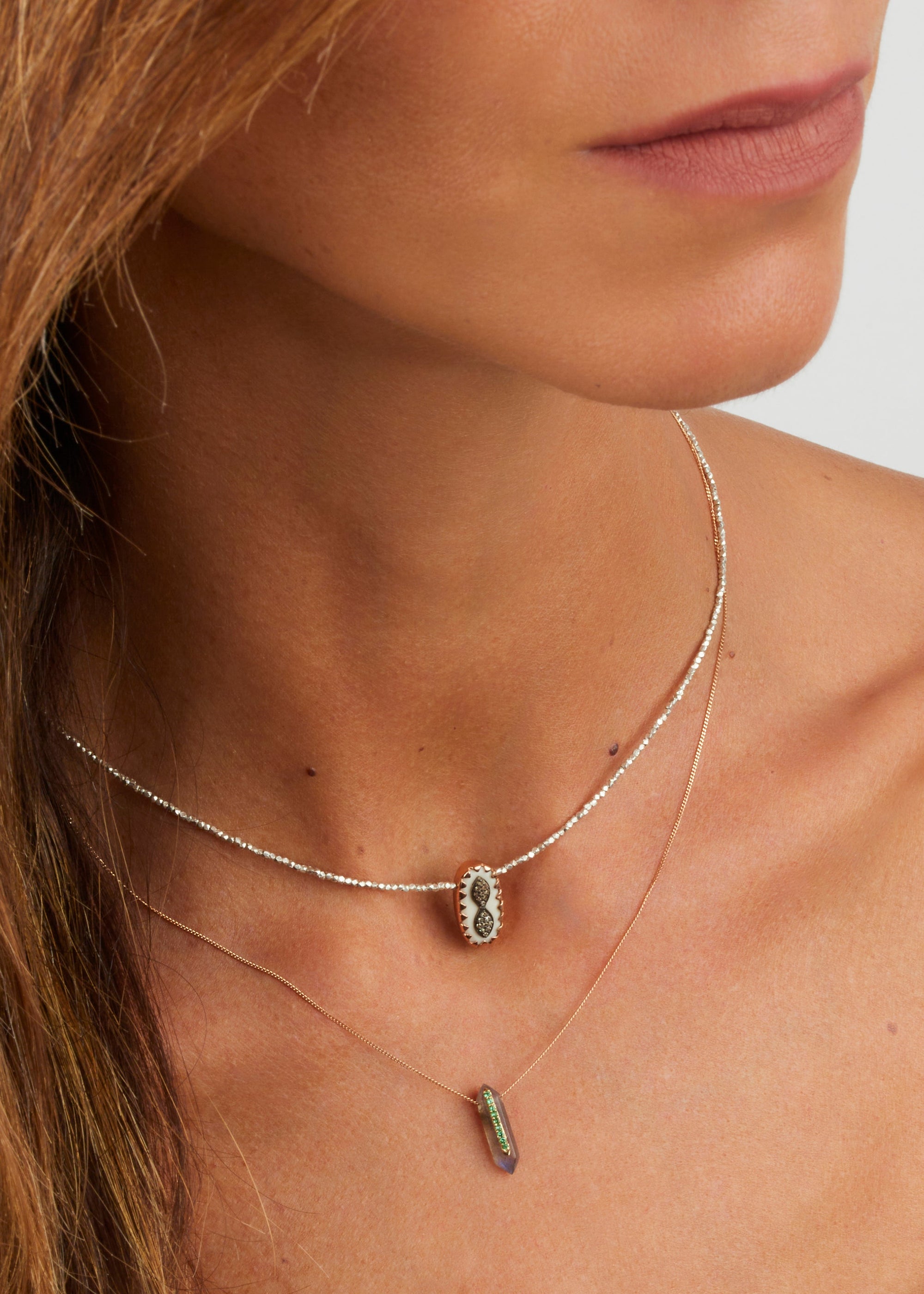 Collier en or jaune - Aigue-marine & London blue topaze