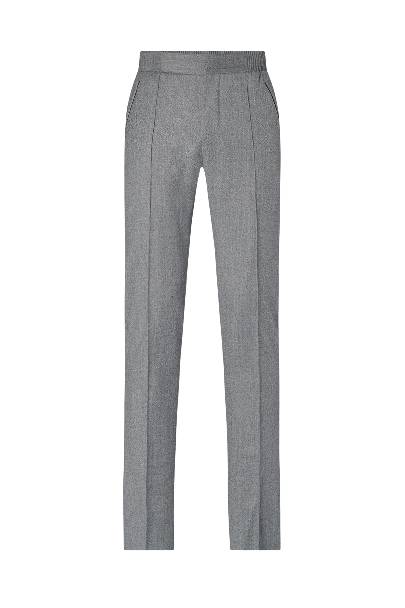 Pantalon de costume à passepoil en laine - Gris & Noir