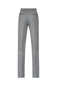 Pantalon de costume à passepoil en laine - Gris & Noir