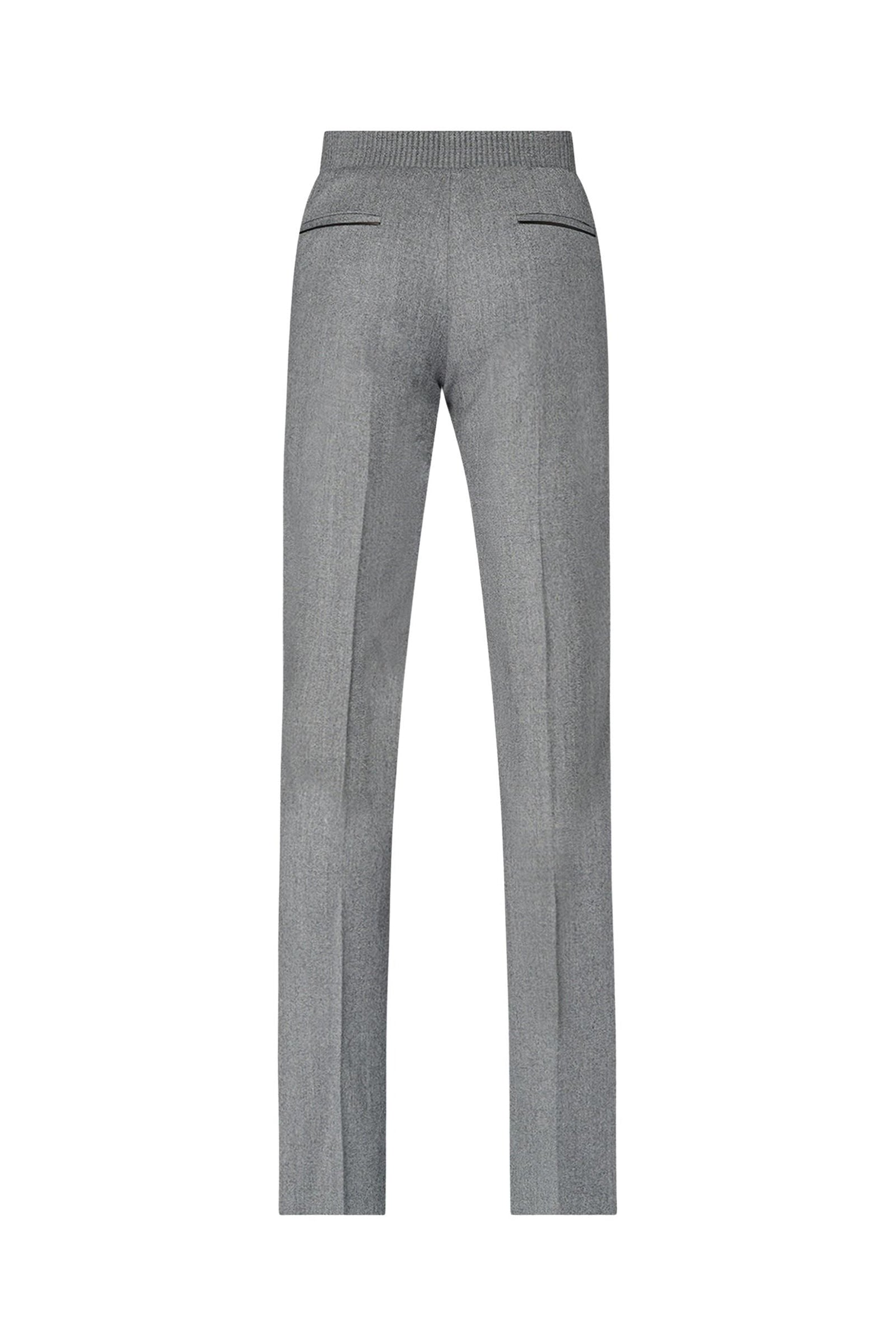 Pantalon de costume à passepoil en laine - Gris & Noir
