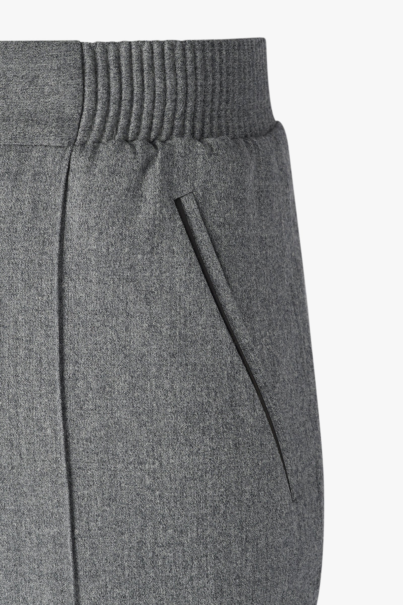 Pantalon de costume à passepoil en laine - Gris & Noir