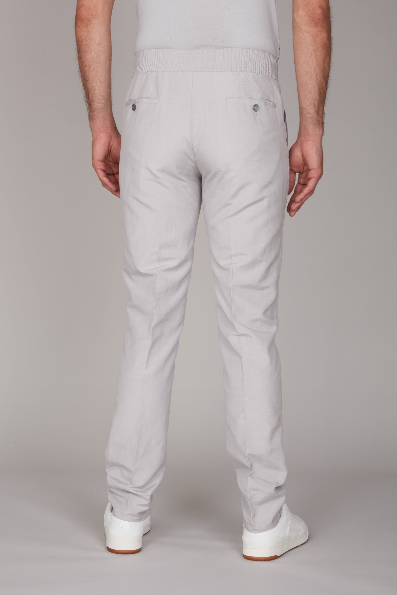Pantalon à coutures verticales en soie - Gris