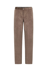 Pantalon droit à texture côtelée en velours - Marron
