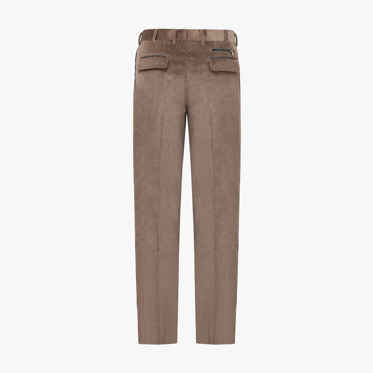 Pantalon droit à texture côtelée en velours - Marron