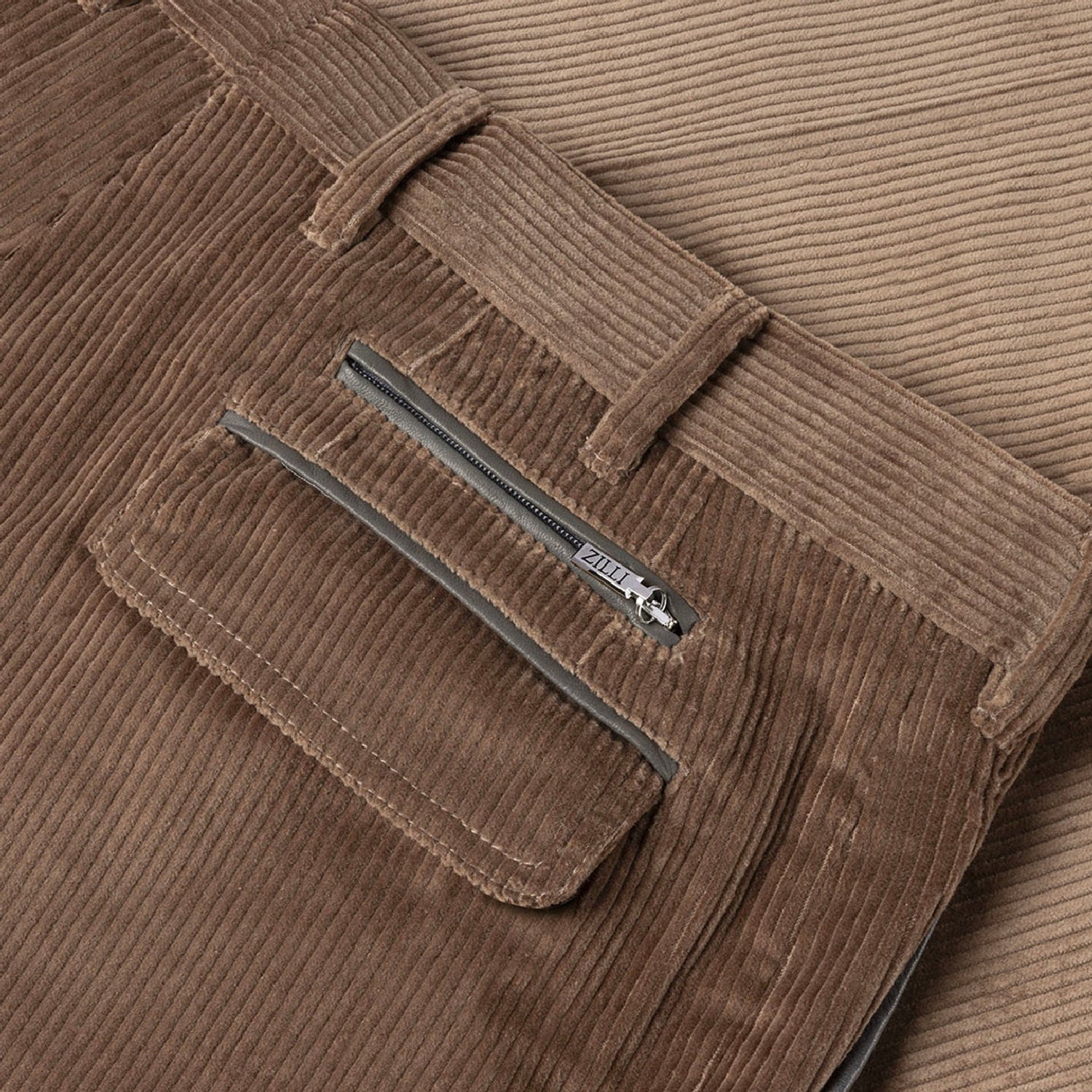 Pantalon droit à texture côtelée en velours - Marron