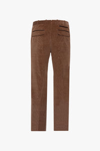 Pantalon à poches zippées en velours côtelé - Marron