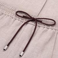 Pantalon à cordon chiné en lin mélangée - Beige