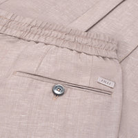 Pantalon à cordon chiné en lin mélangée - Beige