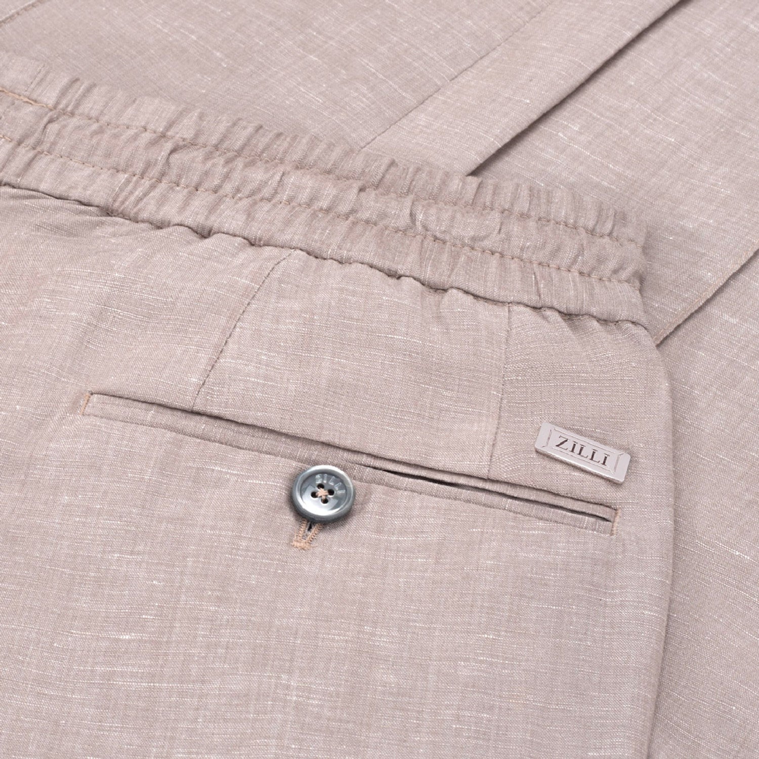 Pantalon à cordon chiné en lin mélangée - Beige